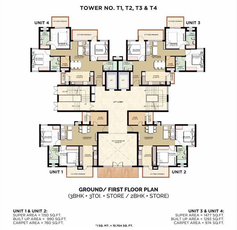 3Bhk + 3TOI + Store/2Bhk+Store